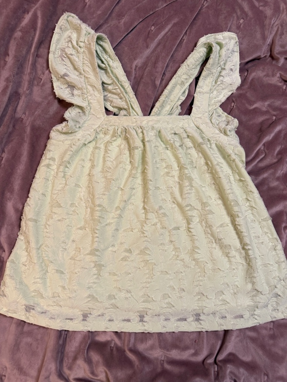 LC Lauren Conrad Lime Green Textured Ruffle Strap Camisole